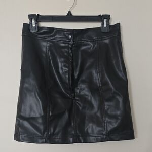H&M Black Faux Leather Mini Skirt